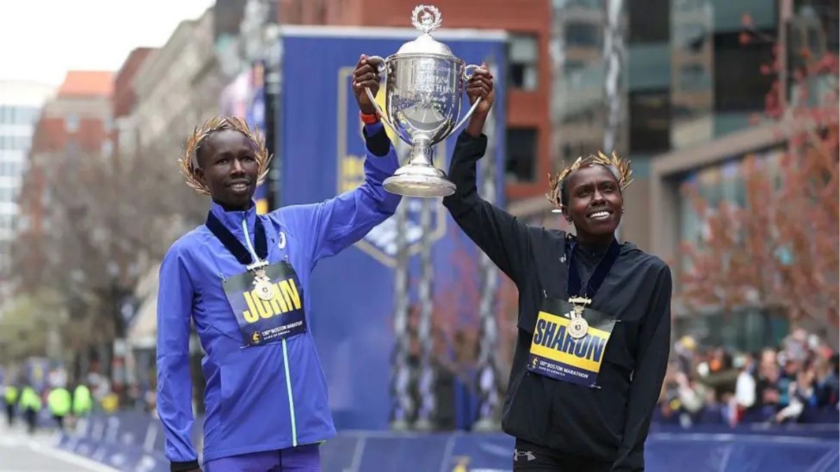 Korir defends Boston Marathon title with new course record