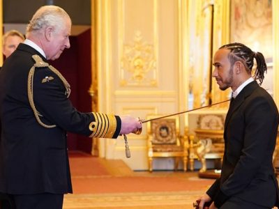 Sir Lewis Hamilton knighted by Prince Charles at Windsor Castle
